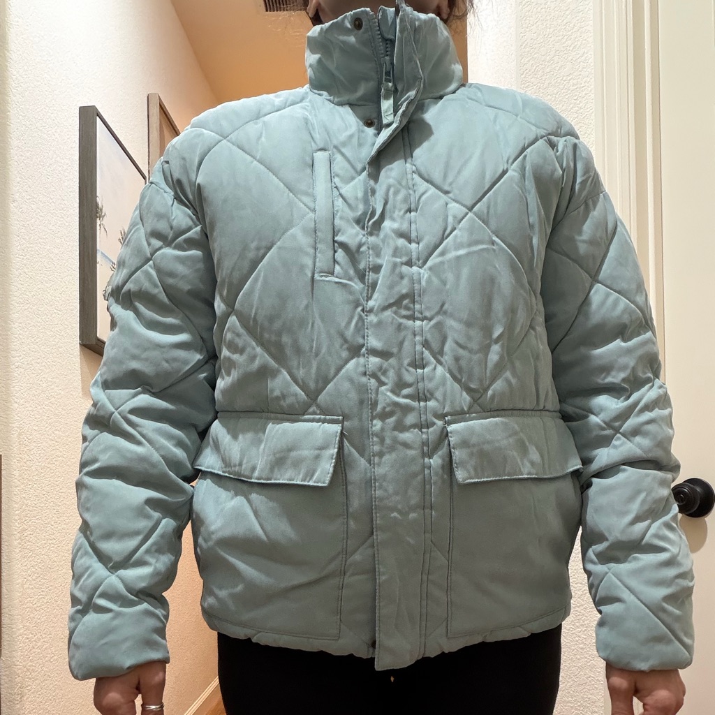 Womens Quilted Jacket  Light Blue